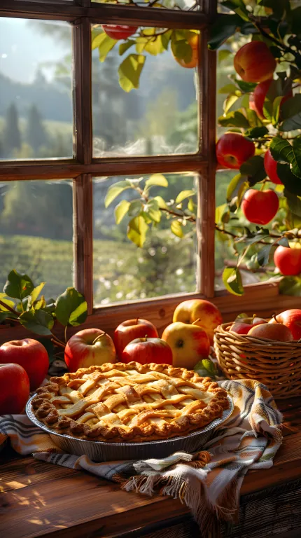 Kuchen und Äpfel